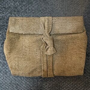 Borbonese Knot-Front Textured Clutch in Tan